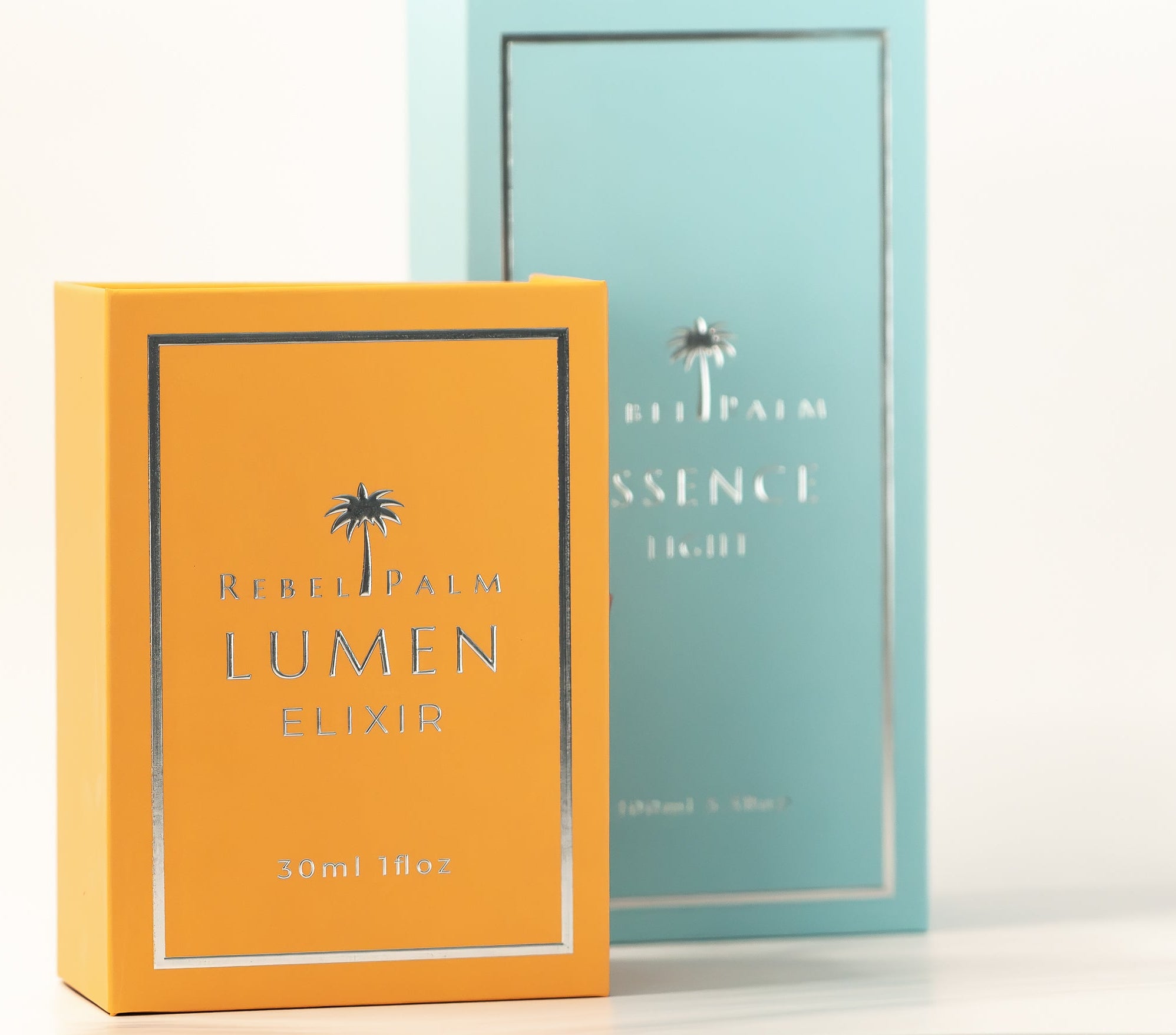 Yellow and blue body oil boxes